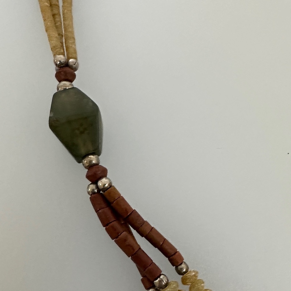 NAVAJO Beaded Necklace in Brown and Teal - Picture 9 of 10